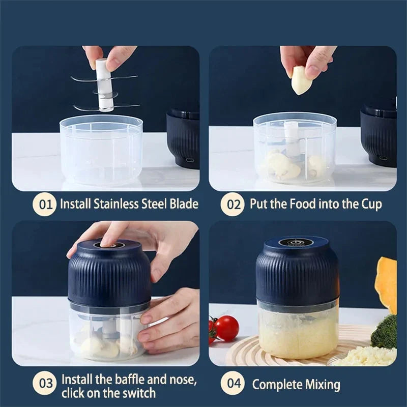 HOMEFISH 250ml Mini Electric Garlic & Vegetable Chopper