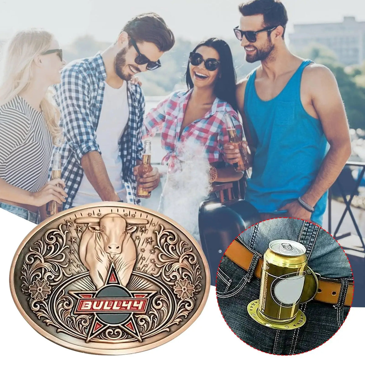 Zinc Alloy Beer Belt Buckle – Hands-Free Bottle Holder