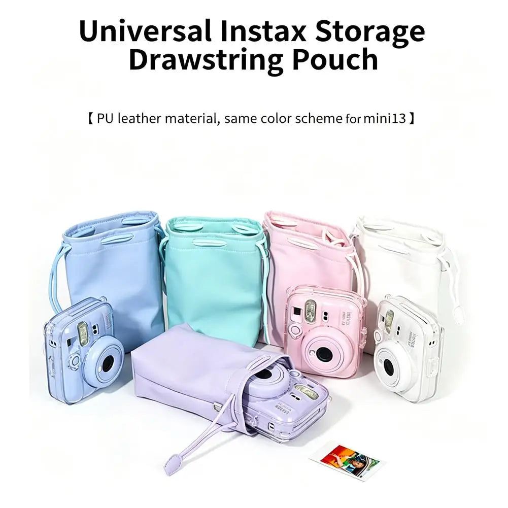 PU Leather Drawstring Camera Bag for Fujifilm Instax Mini 13