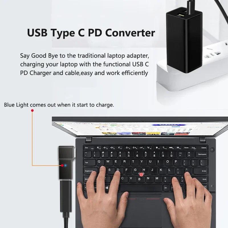 100W USB-C to DC Laptop Charger Adapter for Dell HP Asus Lenovo