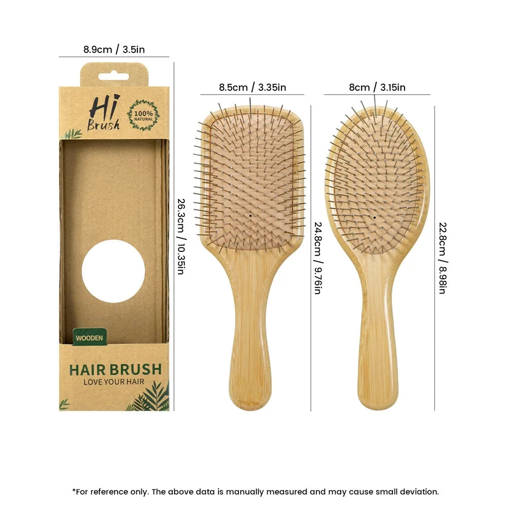 Bamboo Hair Brush – Steel Needle Detangling & Scalp Massage