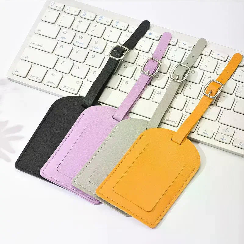 PU Leather Luggage Tag – Name ID Address Holder for Travel