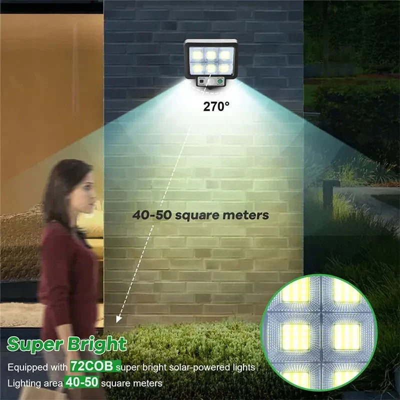 Solar LED Wall Light with Motion Sensor – 3-Mode Outdoor Lamp