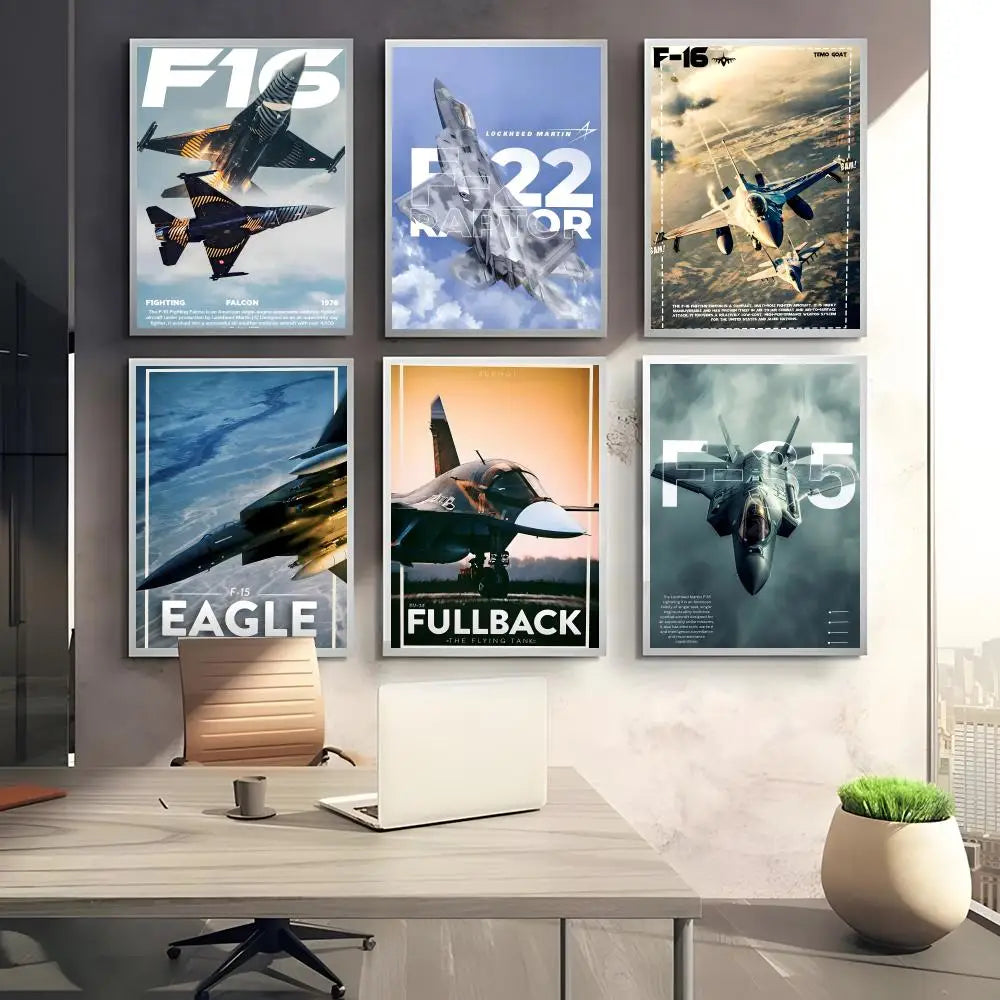 F-16 F-22 F-35 Fighter Jet Wall Poster Sticker | HD Art Decor