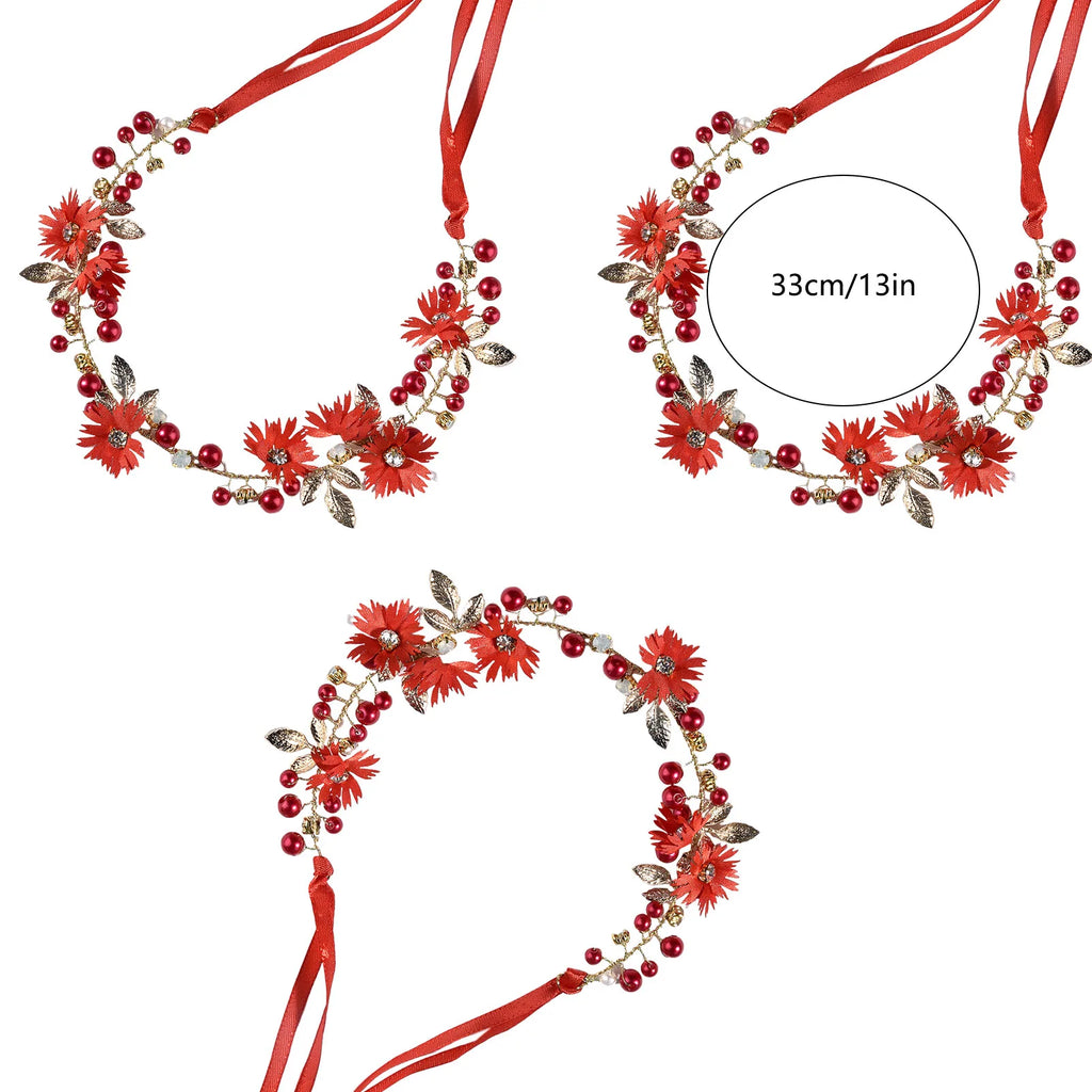 Red Crystal Twist-Bead Hairband Set of 3 | Wedding & Party