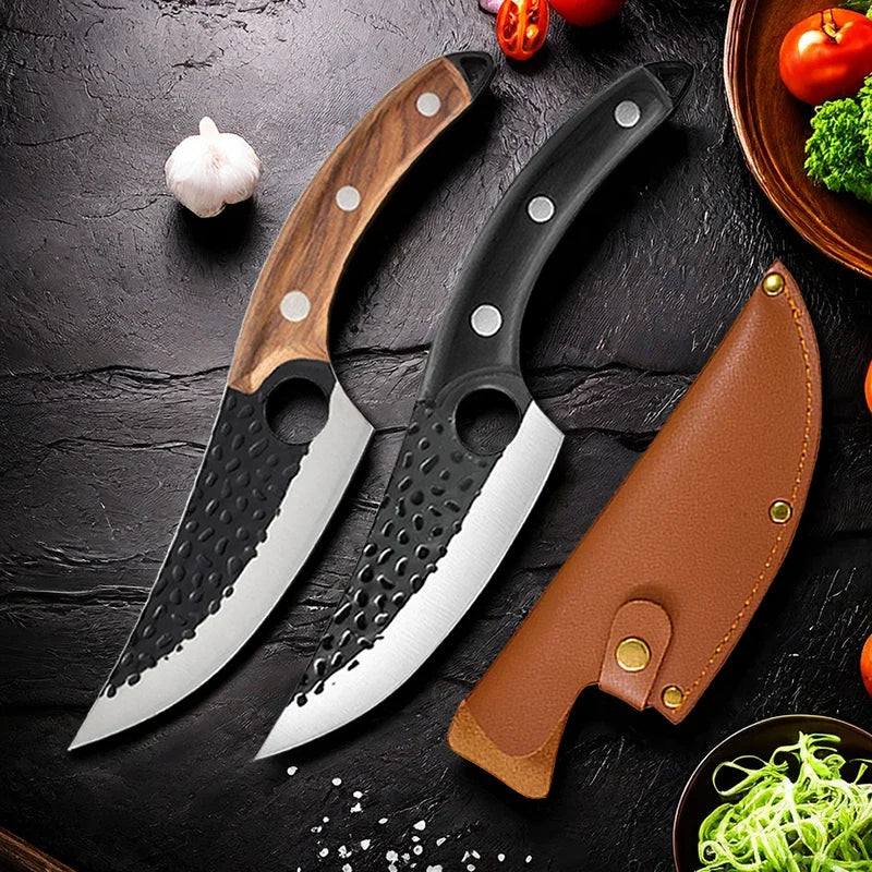 COOKCRAZE Forged Chef Knife 5Cr15 Steel Rosewood Handle & Sheath
