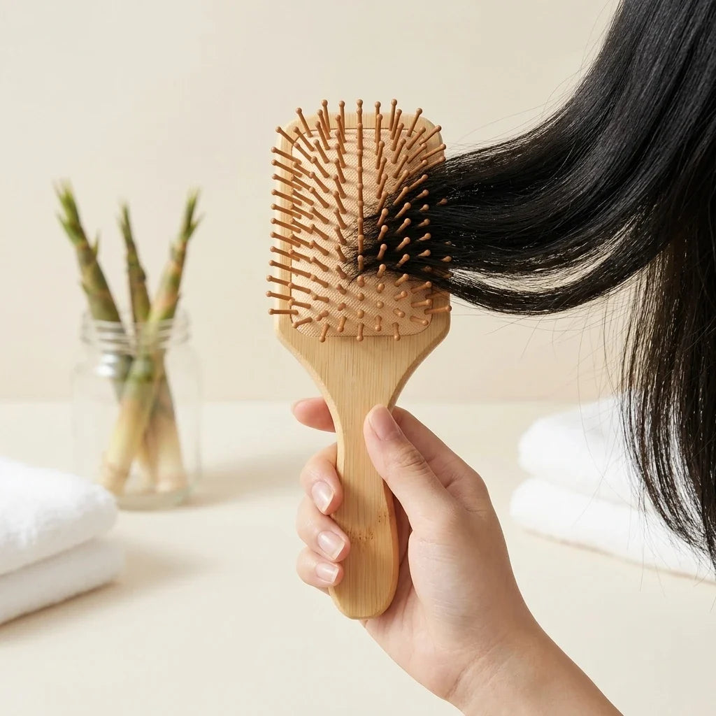 Natural Bamboo Air Cushion Hair Brush & Scalp Massager Comb