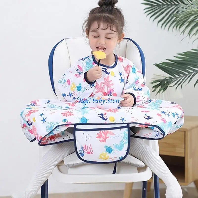 Waterproof Baby Feeding Bib with Sleeves & Table Cover | 6M–4Y