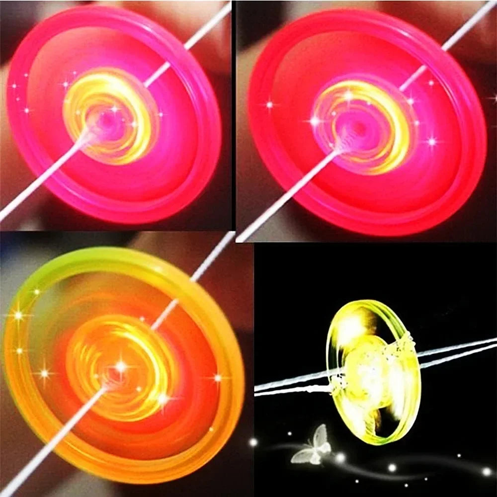 10 Fun Hand Pulled LED Light Up Glowing Flywheel Unique Party Small
