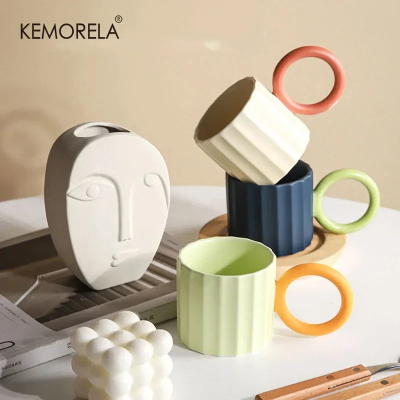 KEMORELA Nordic Ceramic Coffee Mug – Microwave Safe Gift