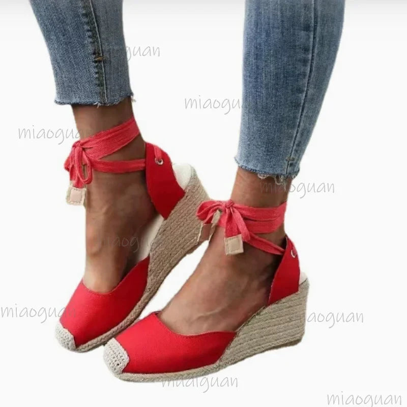 Women's Roman Wedge Sandals – Peep Toe Cross Strap Heels