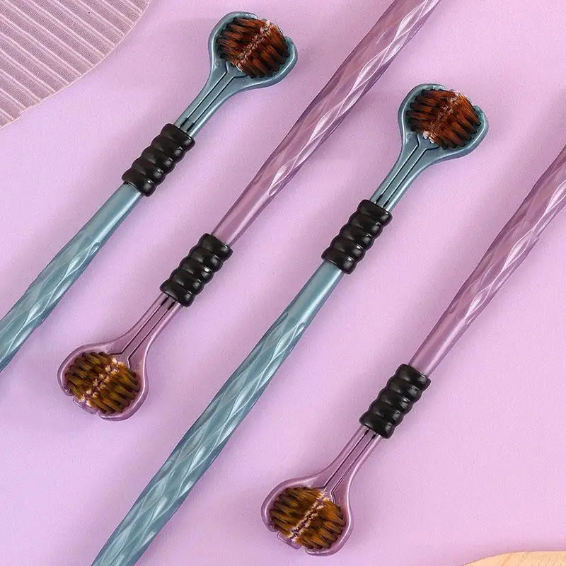 2-Pack 3D Three-Sided Toothbrush with Tongue Scraper 360°