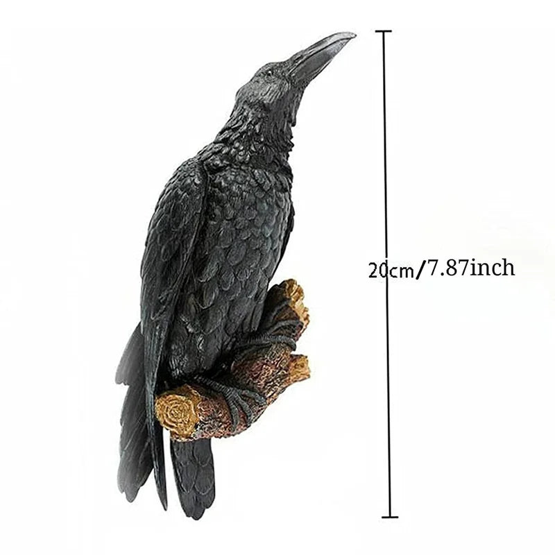 Fake Raven Resin Statue Crow Bird Sculpture Halloween Garden
