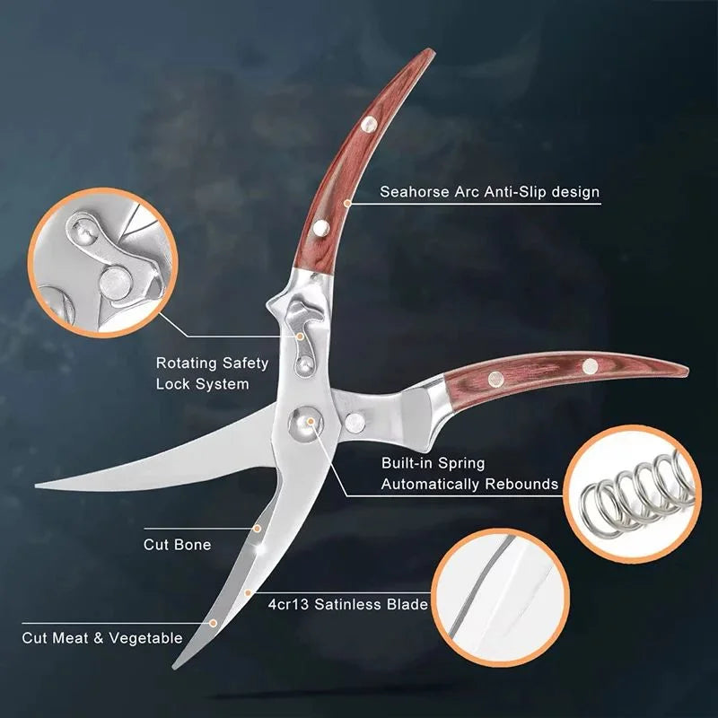 Heavy-Duty Poultry Shears – Kitchen Bone Cutting Scissors