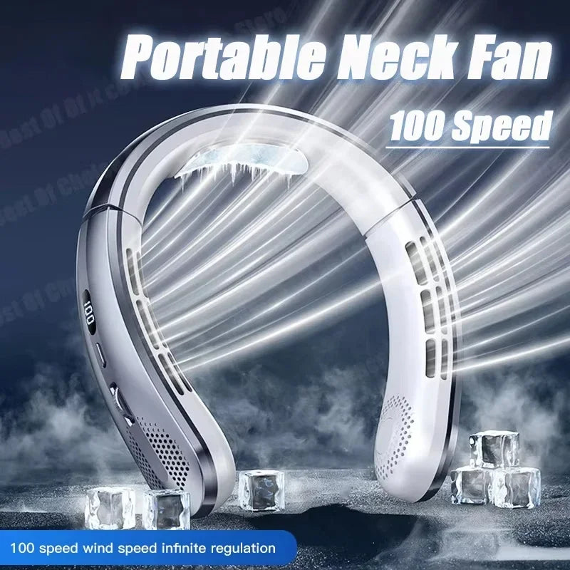 Bladeless Neck Fan 8000mAh USB Rechargeable | LED Display