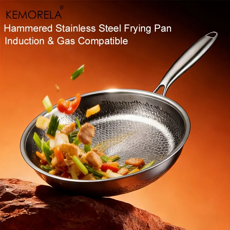 KEMORELA Hammered Steel Non-Stick Skillet 26/28/30cm Induction
