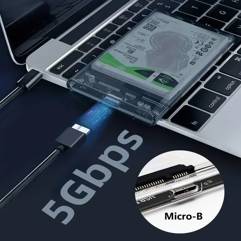 USB3 0 External HDD Case 5Gbps Transparent Hard Disk Drive Enclosure