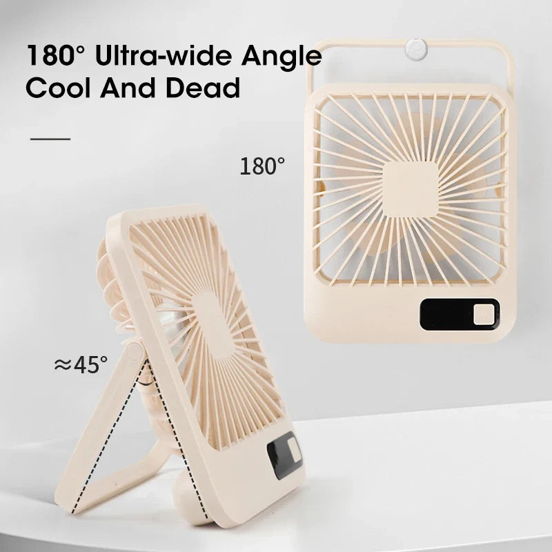 Rechargeable Foldable Desktop Fan | 5-Speed Type-C USB LED