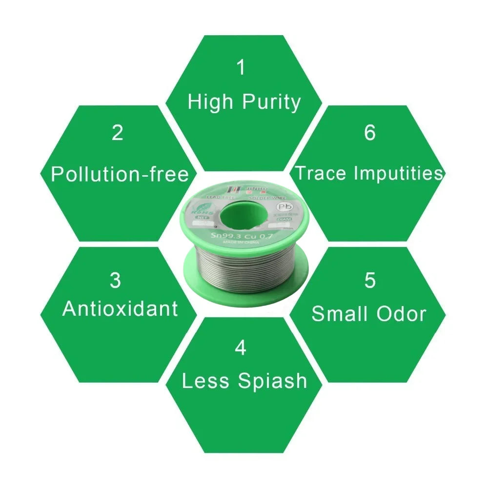 50g Lead-Free Solder Wire 0.5/0.8/1.0mm Rosin Core RoHS