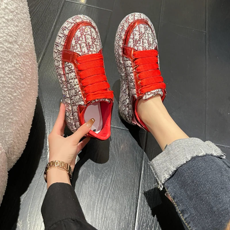 Women's Rhinestone Handmade Diamond Thick Sole Fashion Sneakers