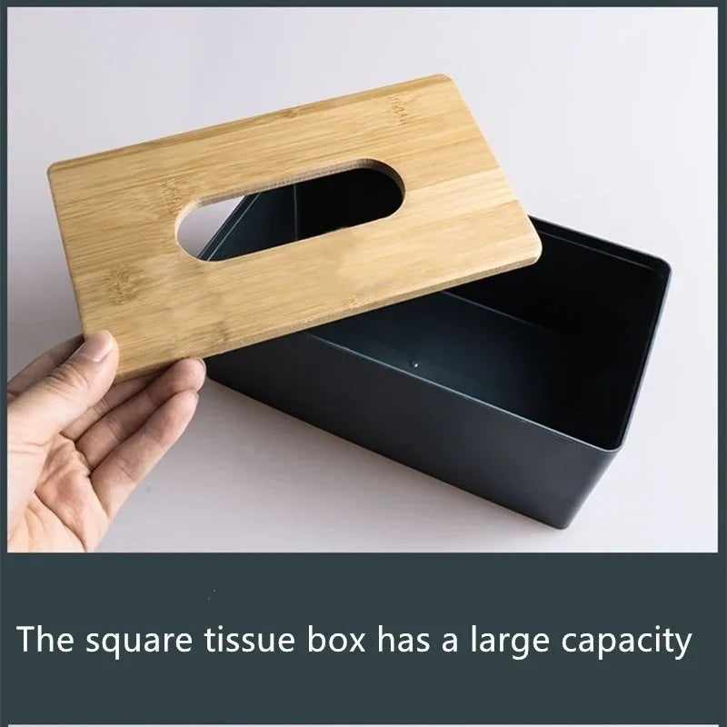Bamboo Wood Tissue Box Holder – Decorative Napkin Case