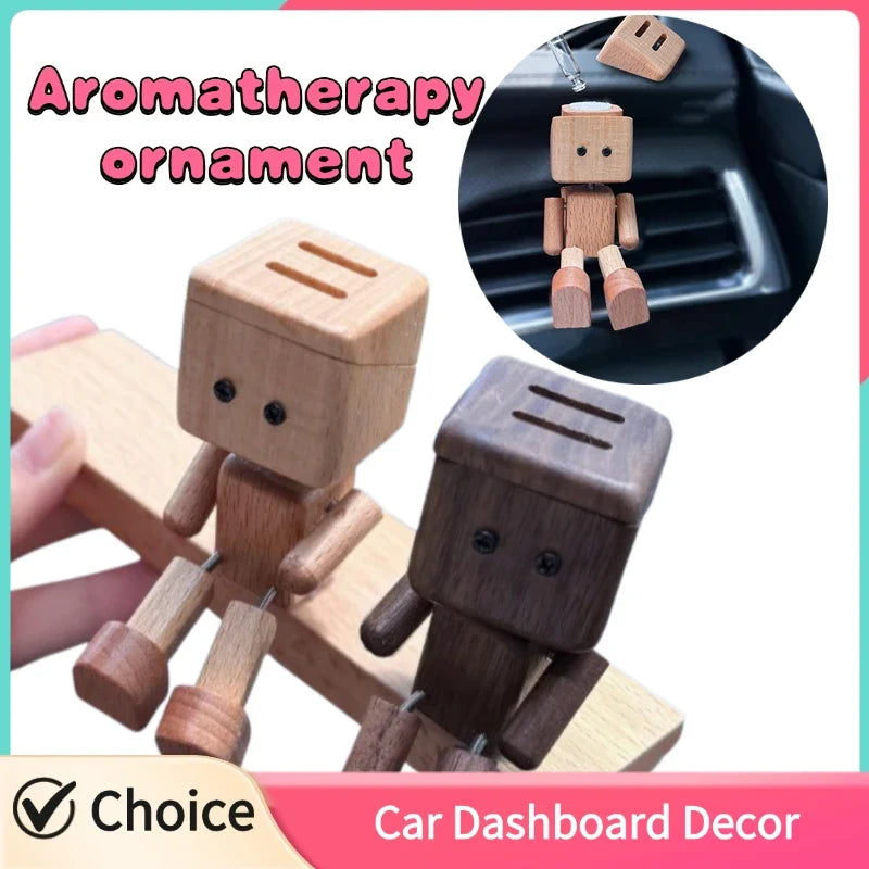 Shaking Wooden Man Figurine – Car Dashboard Aromatherapy Decor