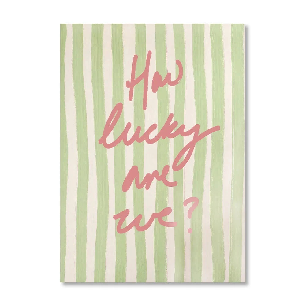 "How Lucky Are We" Unframed Retro Canvas Wall Art Print