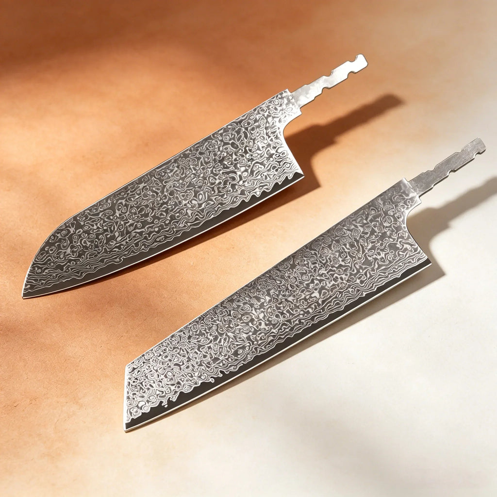67-Layer Damascus Santoku Knife Blank Blade – Hand-Forged