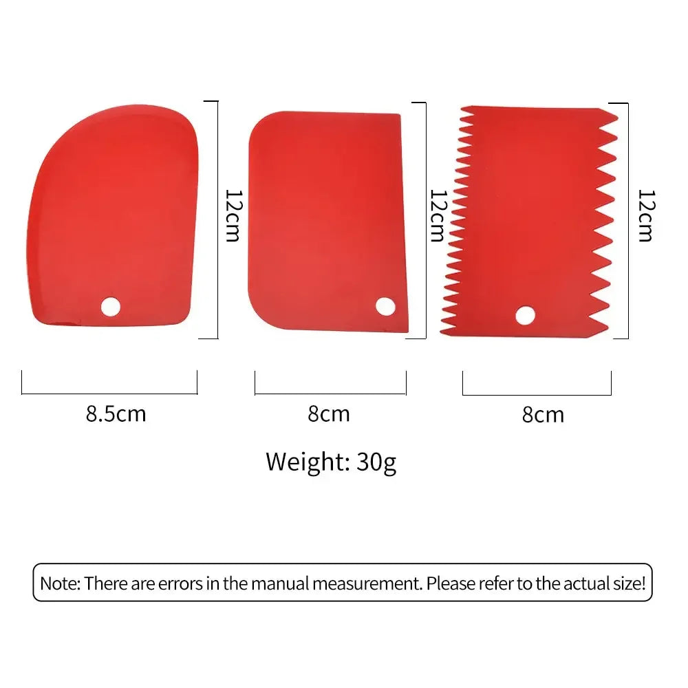 3-Piece Plastic Dough Scraper Set – Baking & Cake Decorating