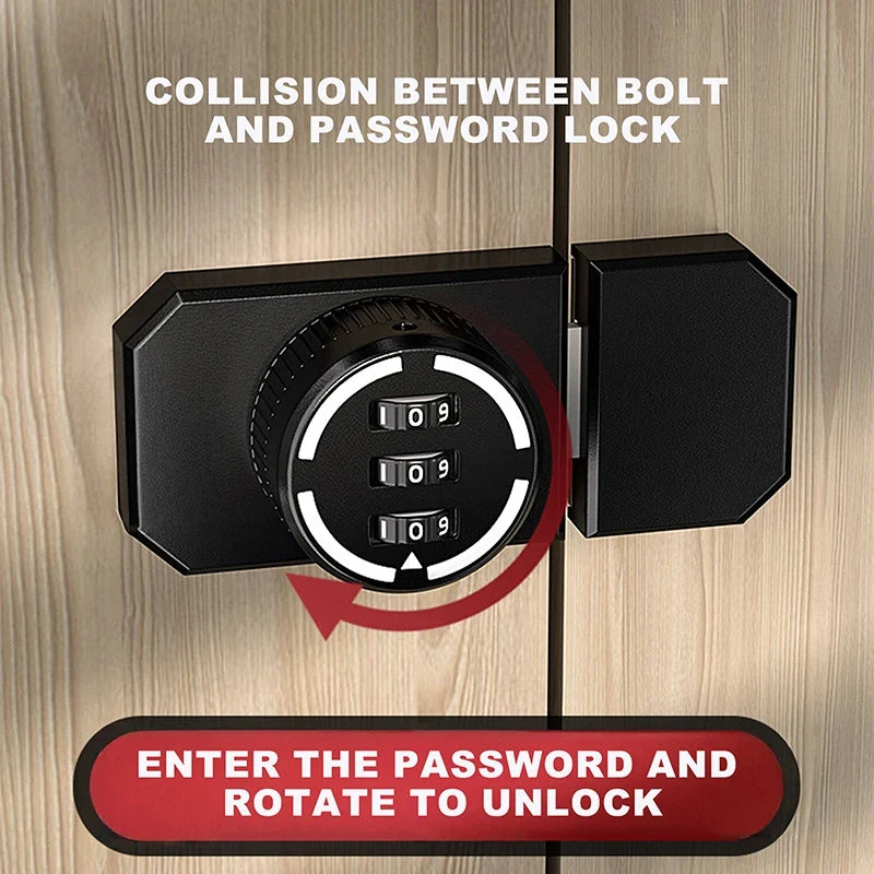 No-punch Combination Door Lock 3 Digit Password Cabinet Locks Latch