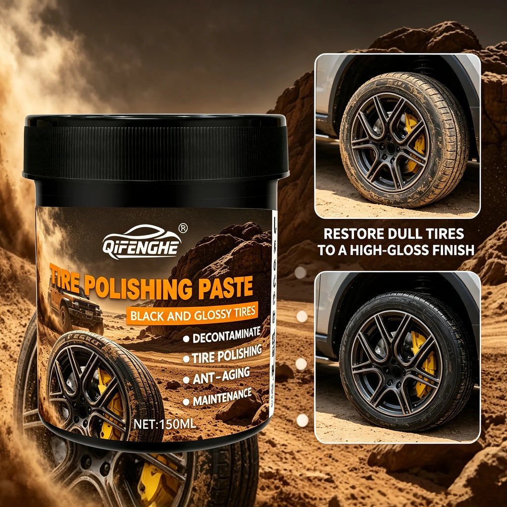 High Gloss Black Tire Shine Polish Paste Kit with Applicator Pad