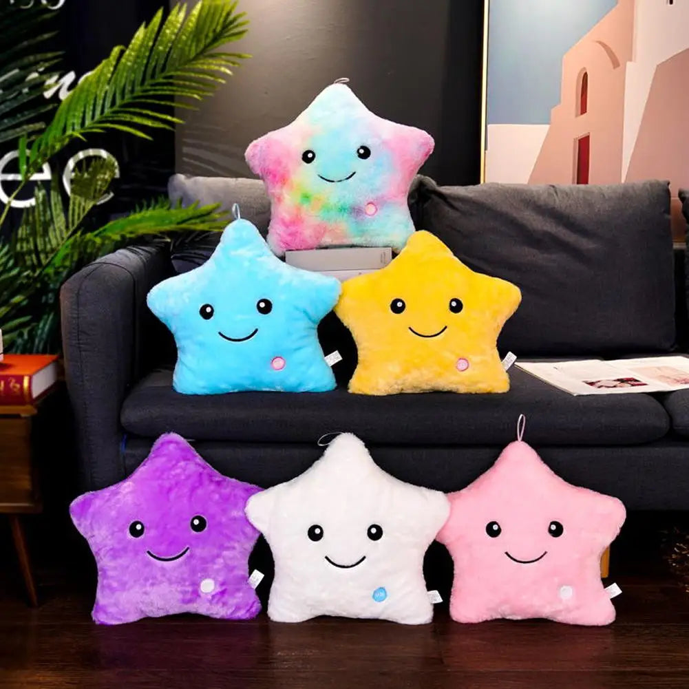 LED Glowing Star Plush Pillow – Light-Up Cushion Toy for Kids
