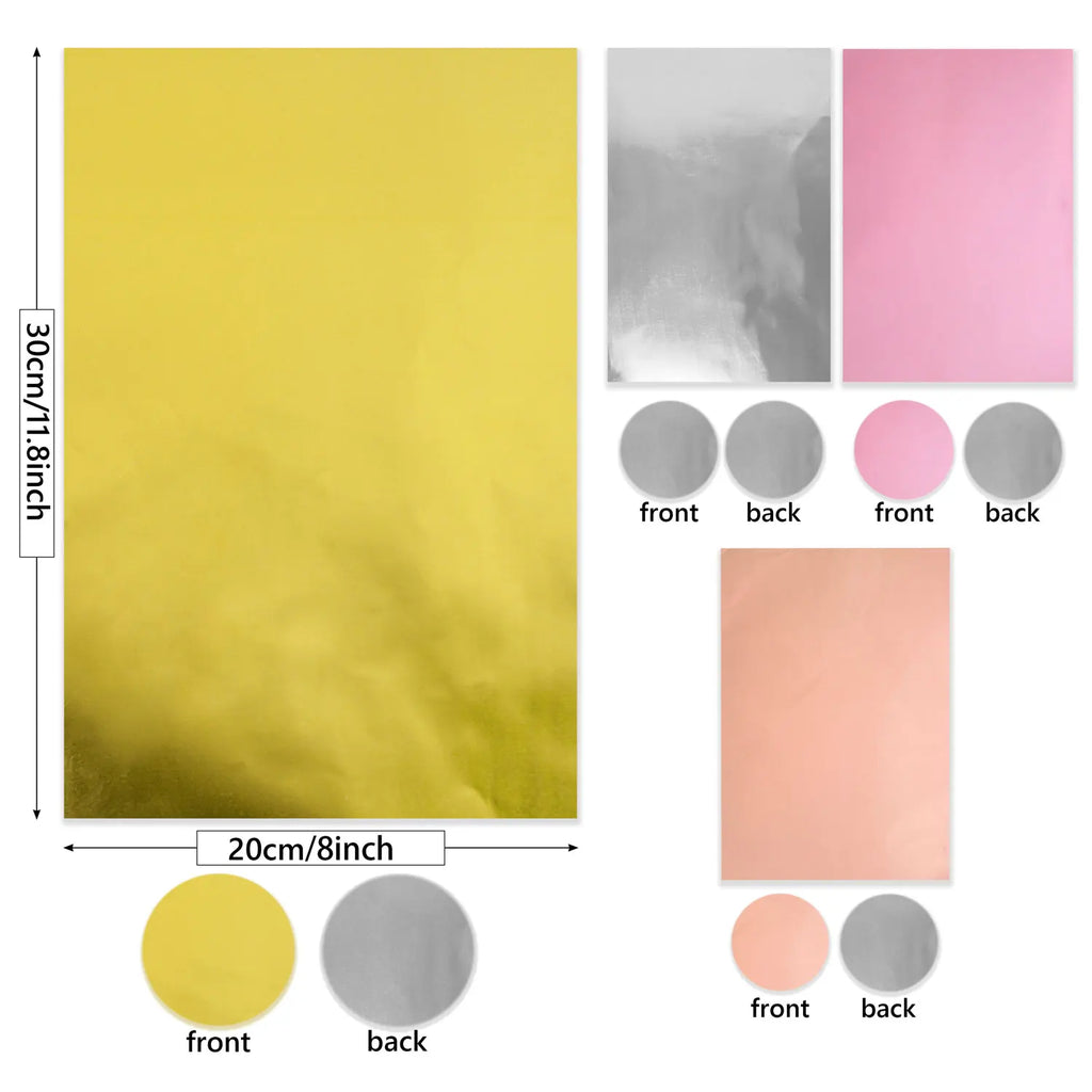 8-Piece Metal Embossing Foil Sheets Kit | Gold Silver Pink Rose Gold