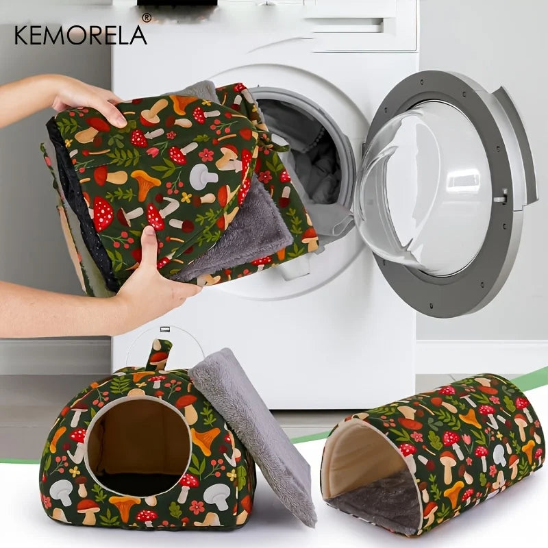 KEMORELA 2PCS Hamster House Warm Mat & Small Animal Bed