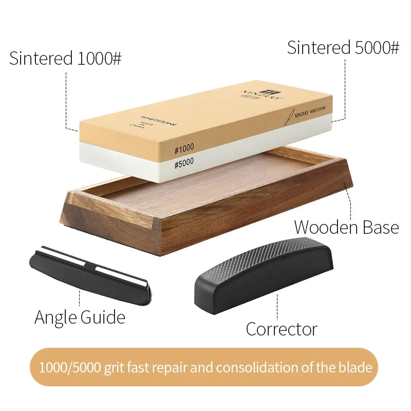 XINZUO Double-Sided Whetstone 1000/5000 or 3000/8000 Grit + Guide