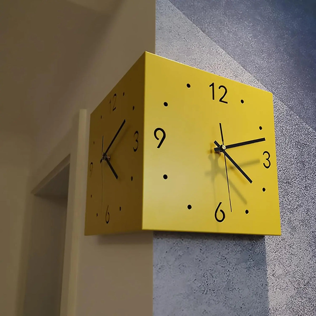 Double-Sided Corner Wall Clock – Silent Sensor Luminous Decor