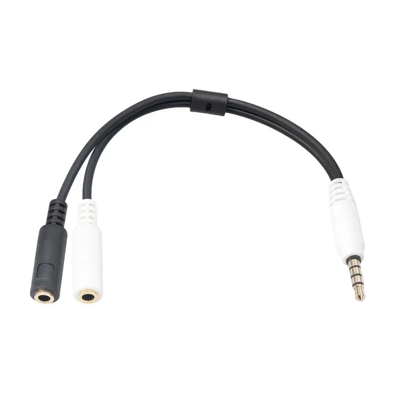 Stereo Audio 1Male 2 Female Headphone Mic TRRS Y Splitter Cable
