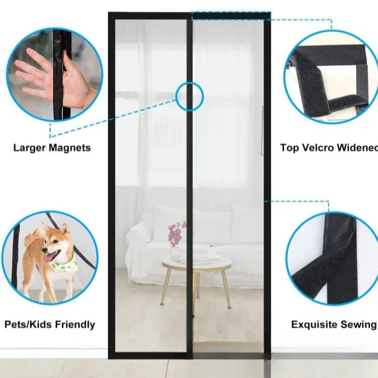 Magnetic Mesh Door Screen Curtain – Bug & Insect Barrier