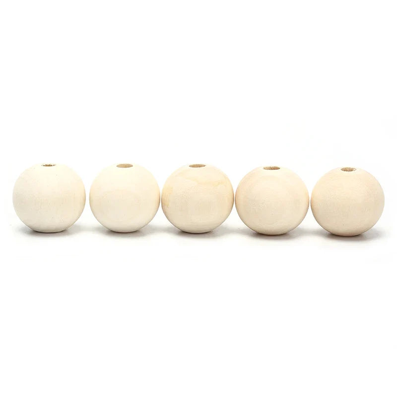 Natural Round Wooden Ball Beads – DIY Jewelry & Craft Making