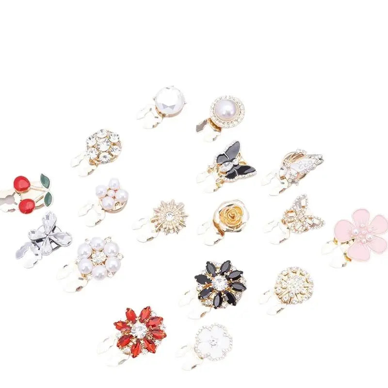 Crystal Pearl Clip-On Button Covers | DIY Shirt & Blouse Decor