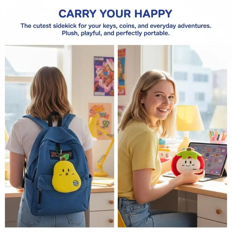 Fruit Plush Coin Purse – Cute Mini Wallet & Key Organizer