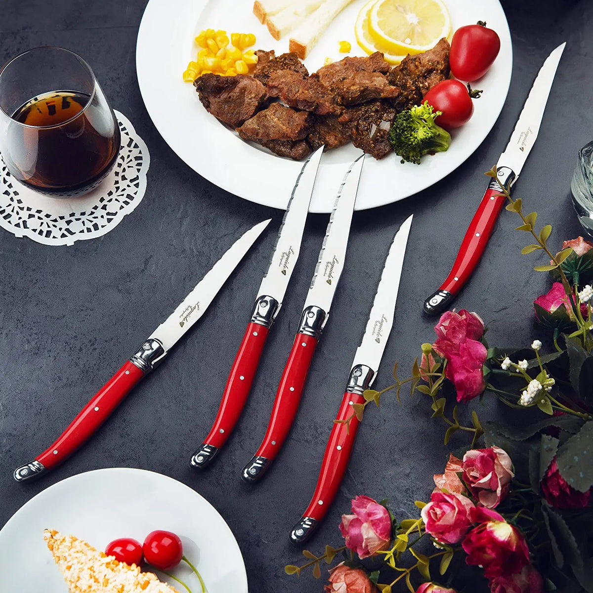 8-Piece Rainbow Laguiole Steak Knife Set – Stainless Steel