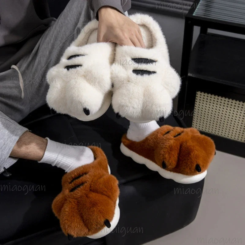 Cartoon Fluffy Plush Slippers – Soft Anti-Slip Indoor Shoes