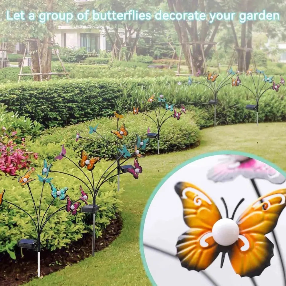 Solar Butterfly Garden Lights – 6/8 Head Color Changing Stake