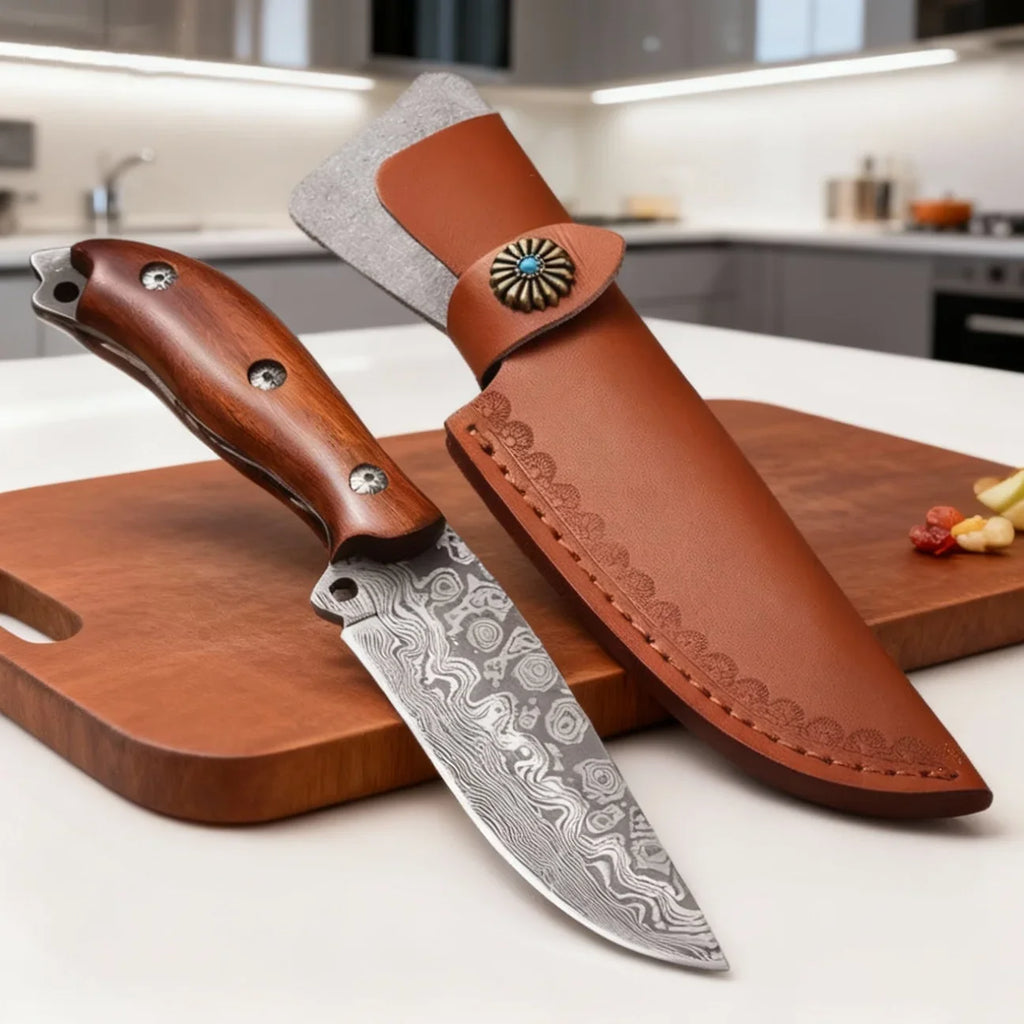 Damascus Steel Kitchen Knife – Sharp Stainless Filleting Blade