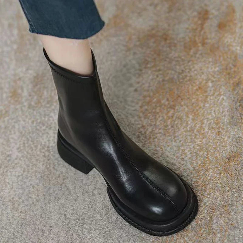 Women's Flat Chelsea Ankle Boots – Faux Suede Side Zip