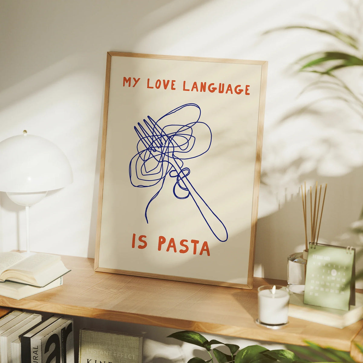 "My Love Language Is Pasta" Funny Kitchen Canvas Wall Art