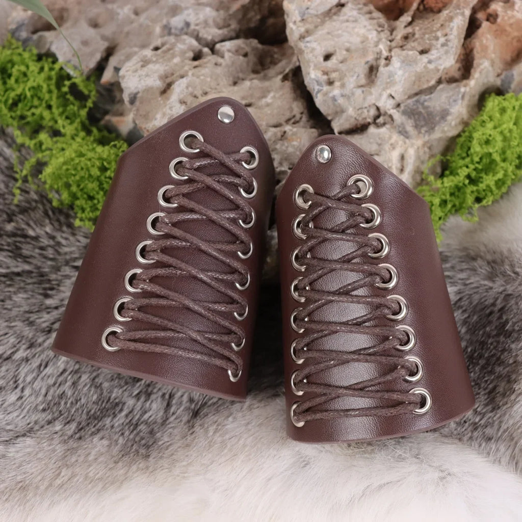 Medieval PU Leather Gauntlet Wristband Arm Bracers Punk Bracer Wrist