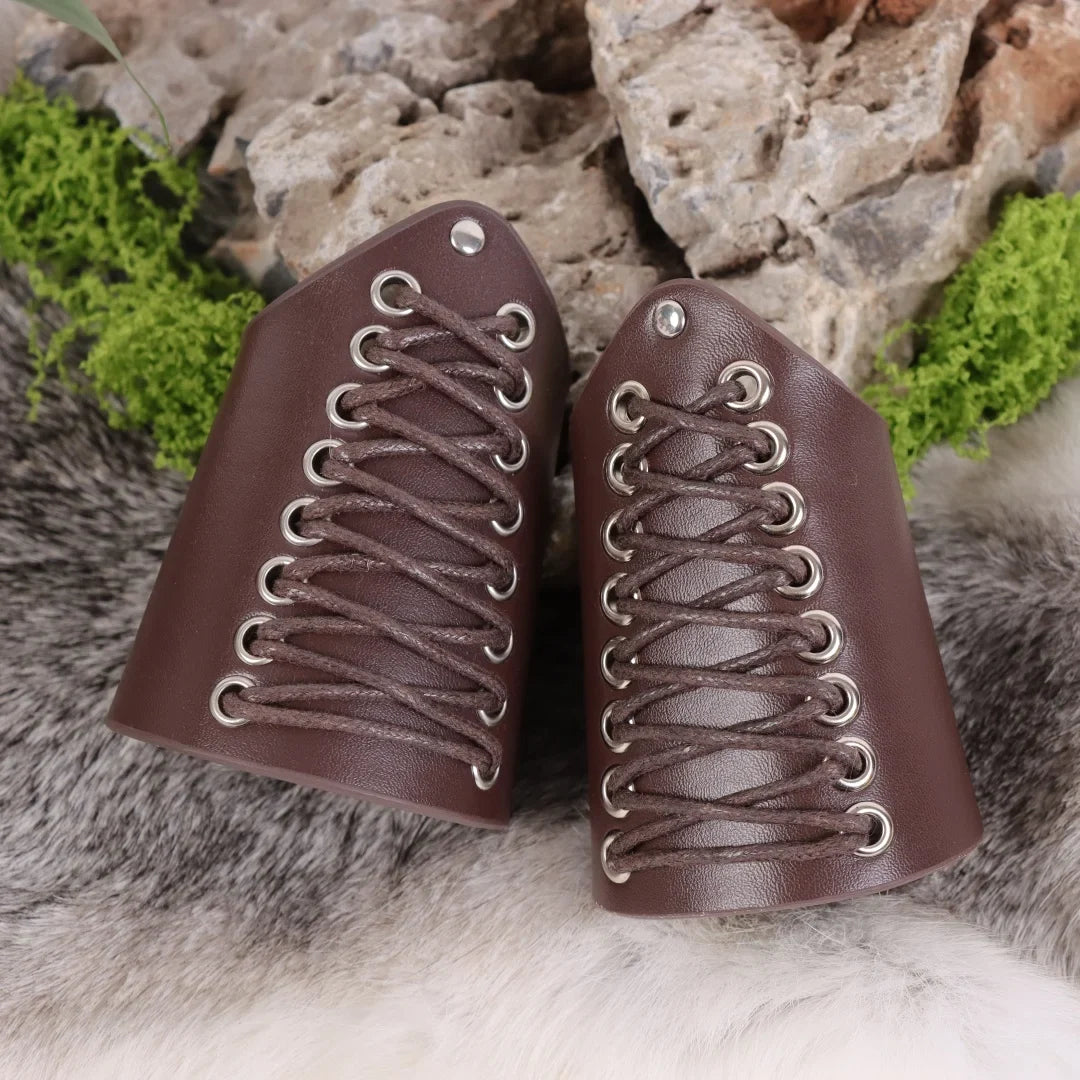 Medieval PU Leather Gauntlet Wristband Arm Bracers Punk Bracer Wrist