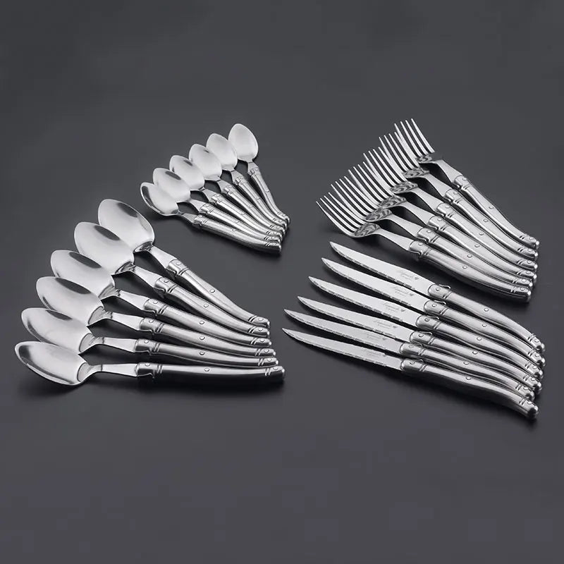 Laguiole Stainless Steel Cutlery Set 4–24 Pcs | Dishwasher Safe